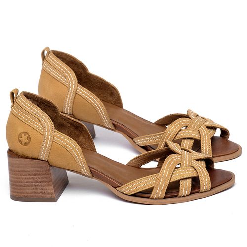 Sandália   Laranja Lima Shoes Classic Salto de 5 cm em Couro Amarelo - Codigo - 3871