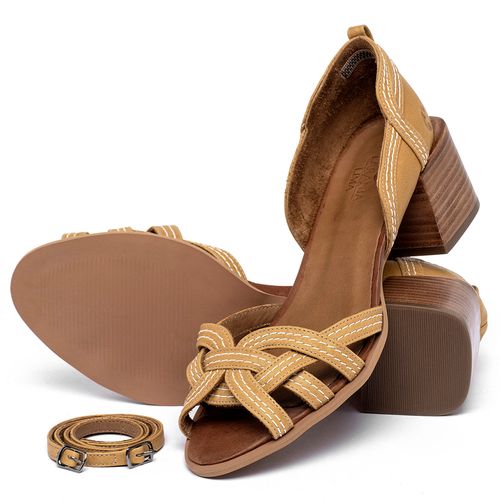 Sandália   Laranja Lima Shoes Classic Salto de 5 cm em Couro Amarelo - Codigo - 3871