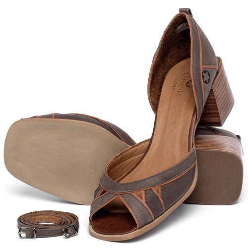Sandália   Laranja Lima Shoes Classic Salto de 5 cm em Couro Marrom - Codigo - 3888