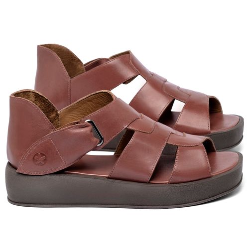 Sandália   Boho Salto de 4 cm em Couro Terracota - Codigo - 3915