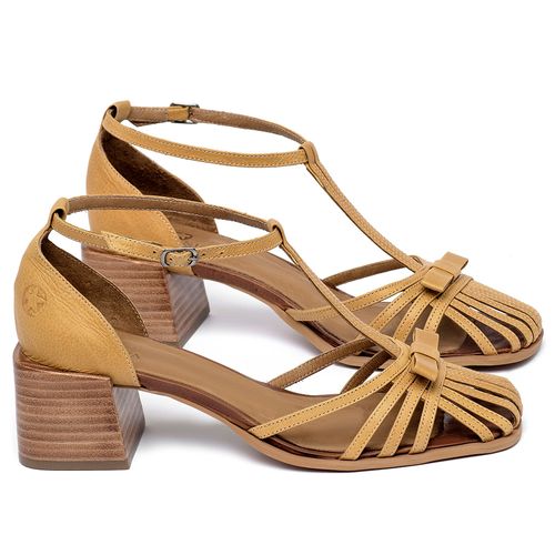 Sandália   Laranja Lima Shoes Classic Salto de 5 cm em Couro Amarelo - Codigo - 3997