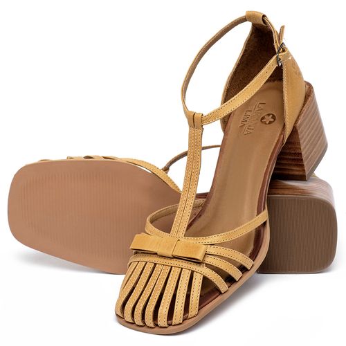 Sandália   Laranja Lima Shoes Classic Salto de 5 cm em Couro Amarelo - Codigo - 3997
