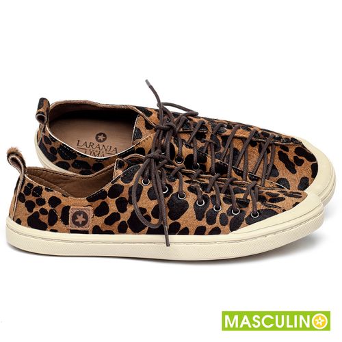 Tênis Masculino   Cano Baixo em Couro Animal Print - Codigo - 156074