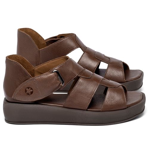 Sandália   Boho Salto de 4 cm em Couro Marrom - Codigo - 3915