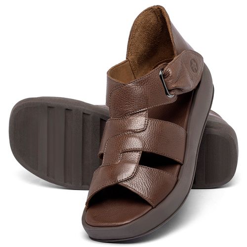 Sandália   Boho Salto de 4 cm em Couro Marrom - Codigo - 3915