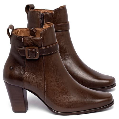 Bota   Cano Curto Salto de 7 cm em Couro Café - Codigo - 152030