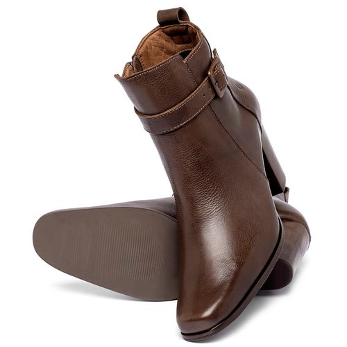Bota   Cano Curto Salto de 7 cm em Couro Café - Codigo - 152030