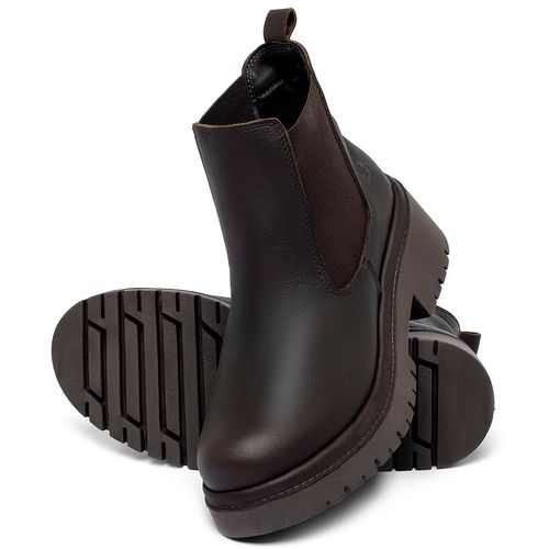 Bota   Cano Curto Salto de 4 cm em Couro Café - Codigo - 153029