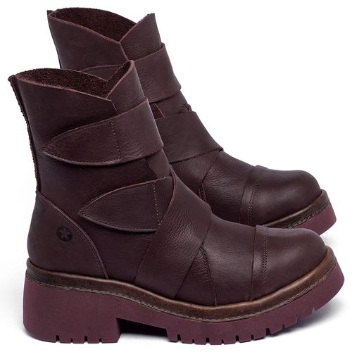 Bota   Cano Médio Salto de 4 cm em Couro Vinho - Codigo - 153031