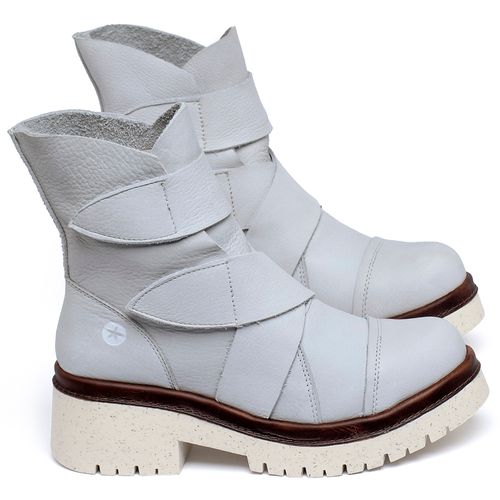 Bota   Cano Médio Salto de 4 cm em Couro Off-White - Codigo - 153031