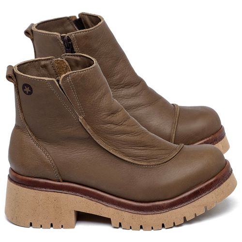 Bota   Cano Curto Salto de 4 cm em Couro Caramelo - Codigo - 153052