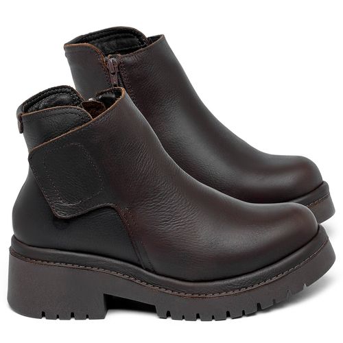 Bota   Cano Curto Salto de 4 cm em Couro Café - Codigo - 153055