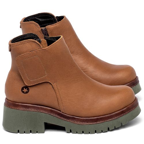 Bota   Cano Curto Salto de 4 cm em Couro Laranja - Codigo - 153055