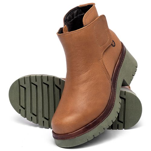 Bota   Cano Curto Salto de 4 cm em Couro Laranja - Codigo - 153055