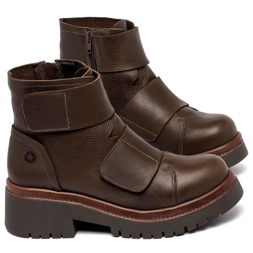 Bota   Cano Curto Salto de 4 cm em Couro Café - Codigo - 153084