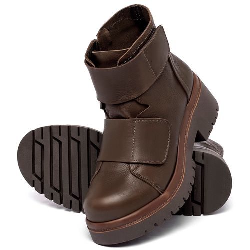 Bota   Cano Curto Salto de 4 cm em Couro Café - Codigo - 153084