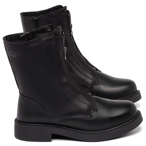 Bota   Cano Médio Salto de 2 cm em Couro Preto - Codigo - 156101