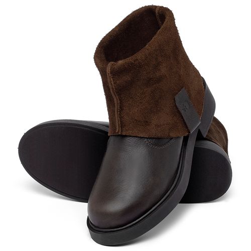 Bota   Cano Curto Salto de 2 cm em Couro Café - Codigo - 156106