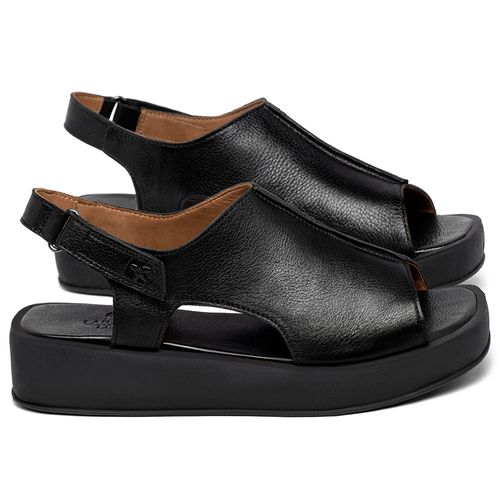 Sandália   Boho Salto de 4 cm em Couro Preto - Codigo - 157053