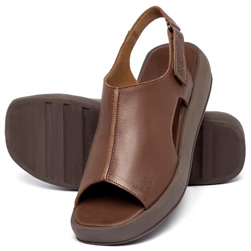 Sandália   Boho Salto de 4 cm em Couro Marrom - Codigo - 157053