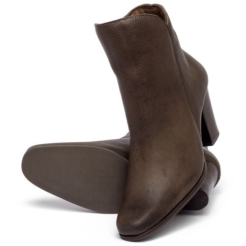 Bota   Cano Curto Salto de 7 cm em Couro Café - Codigo - 152029