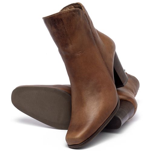 Bota   Cano Curto Salto de 7 cm em Couro Marrom - Codigo - 152029