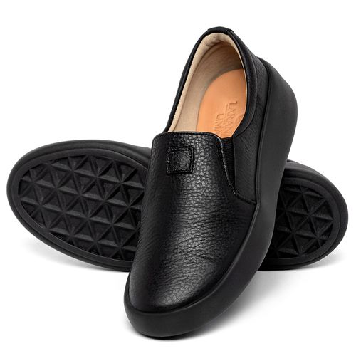 Tênis   Cano Baixo em Couro Preto - Codigo - 158023