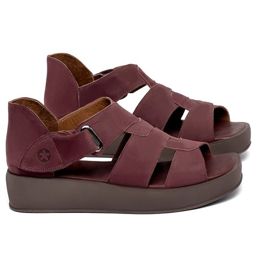 Sandália   Boho Salto de 4 cm em Couro Vinho - Codigo - 3915