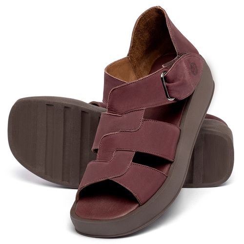 Sandália   Boho Salto de 4 cm em Couro Vinho - Codigo - 3915