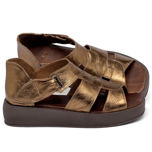 Sandália   Boho Salto de 4 cm em Couro Metalizado - Codigo - 3915