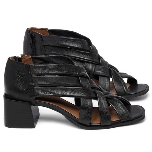 Sandália   Laranja Lima Shoes Classic Salto de 6 cm em Couro Preto - Codigo - 3829