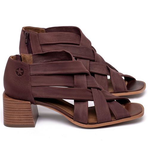 Sandália   Laranja Lima Shoes Classic Salto de 6 cm em Couro Vinho - Codigo - 3829
