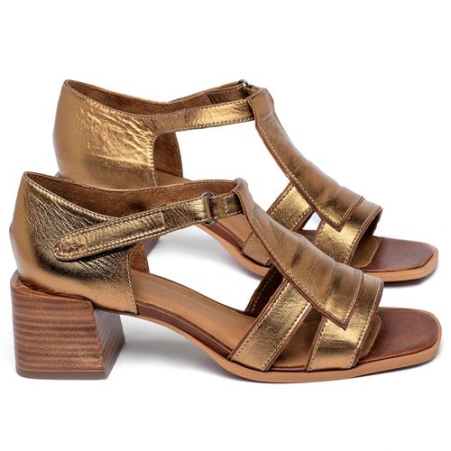 Sandália   Laranja Lima Shoes Classic Salto de 5 cm em Couro Metalizado - Codigo - 3897