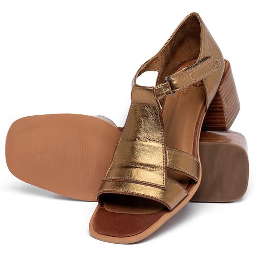 Sandália   Laranja Lima Shoes Classic Salto de 5 cm em Couro Metalizado - Codigo - 3897