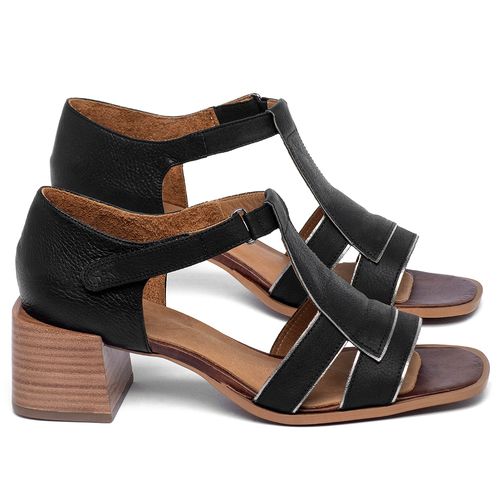 Sandália   Laranja Lima Shoes Classic Salto de 5 cm em Couro Preto - Codigo - 3897