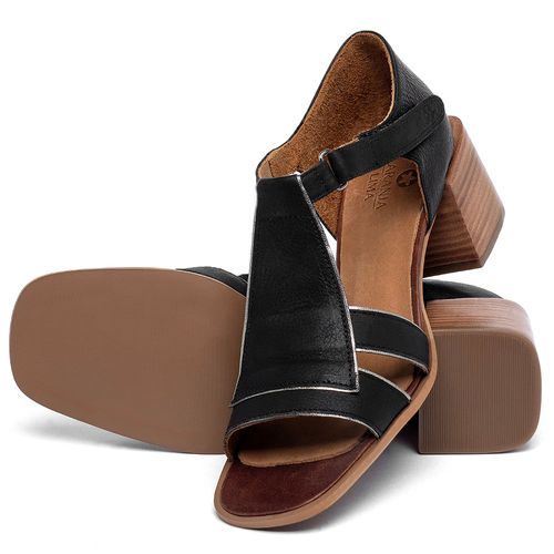 Sandália   Laranja Lima Shoes Classic Salto de 5 cm em Couro Preto - Codigo - 3897