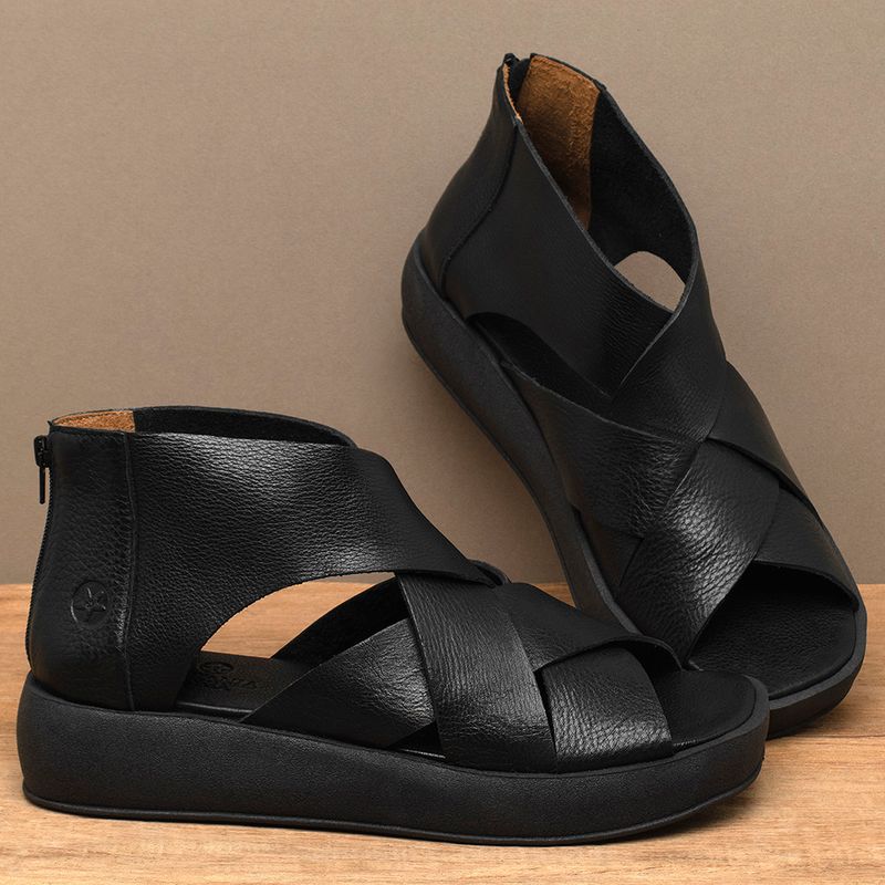 Laranja_Lima_Shoes_Sapatos_Femininos__-Sandalia---Boho-Salto-de-4-cm-em-Couro-Preto---Codigo---3912_3