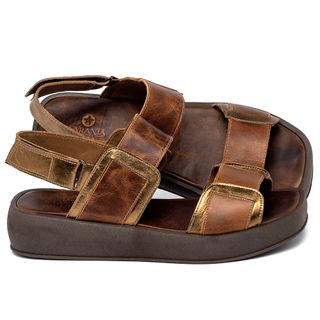 Sandália   Boho Salto de 4 cm em Couro Marrom - Codigo - 3916