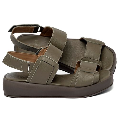 Sandália   Boho Salto de 4 cm em Couro Musgo - Codigo - 3916