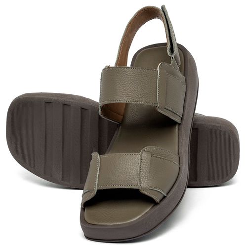 Sandália   Boho Salto de 4 cm em Couro Musgo - Codigo - 3916