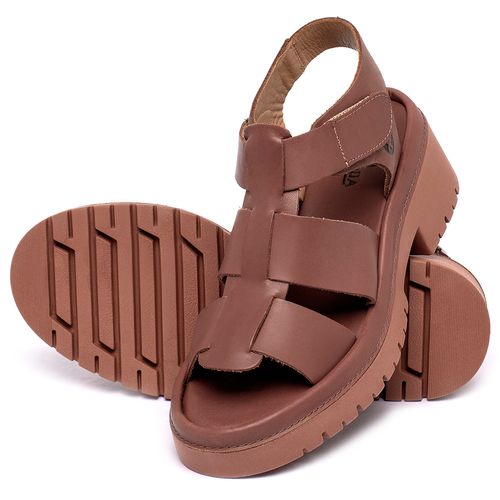 Sandália   Boho Salto de 5 cm em Couro Terracota - Codigo - 153014