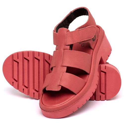 Sandália   Boho Salto de 5 cm em Couro Vermelho - Codigo - 153014