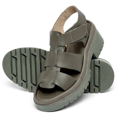 Sandália   Boho Salto de 5 cm em Couro Musgo - Codigo - 153014