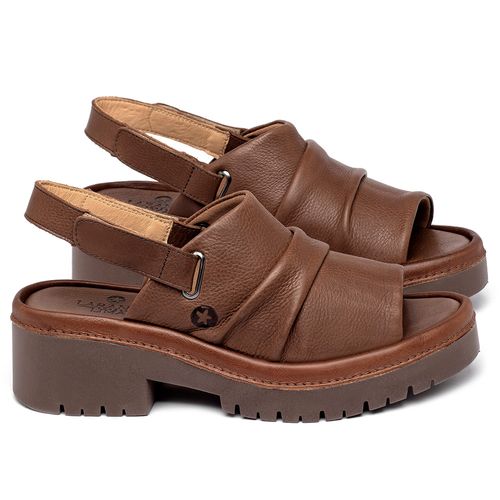 Sandália   Boho Salto de 5 cm em Couro Marrom - Codigo - 153035
