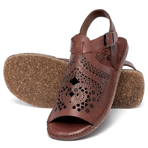 Sandália Rasteira   Flat em Couro Terracota - Codigo - 156028