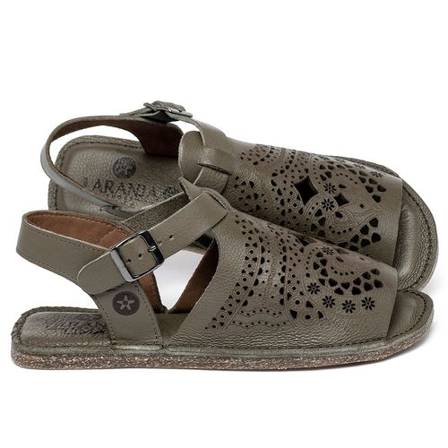 Sandália Rasteira   Flat em Couro Musgo - Codigo - 156028