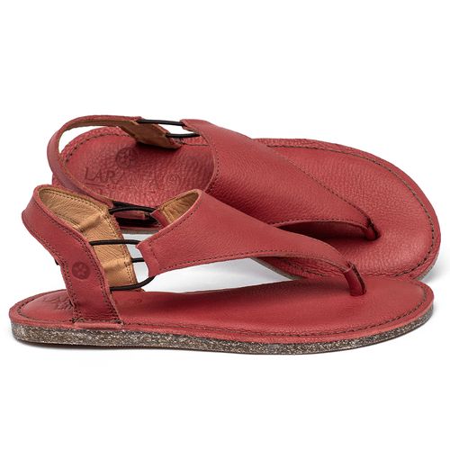 Sandália Rasteira   Flat em Couro Vermelho - Codigo - 156062