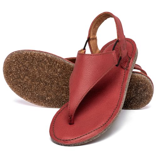 Sandália Rasteira   Flat em Couro Vermelho - Codigo - 156062