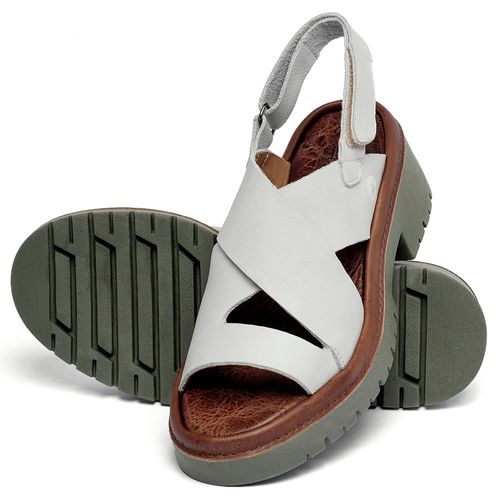 Sandália   Boho Salto de 5 cm em Couro Off-White - Codigo - 153047