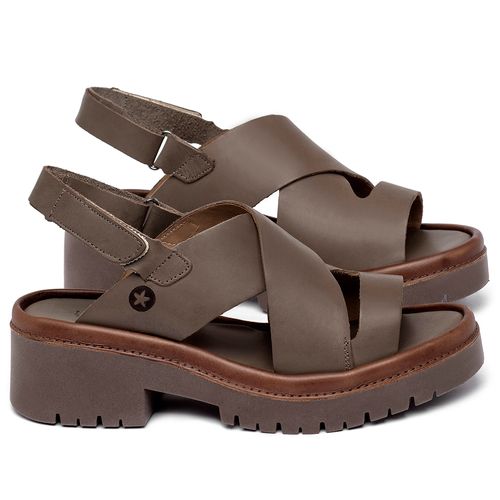 Sandália   Boho Salto de 5 cm em Couro Marrom - Codigo - 153047
